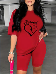 Women's Short Sleeve T Shirt & Shorts Casual 2pcs Outfit for Summer & Spring