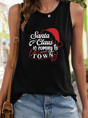 Santa Claus Letter Print Sleeveless Sports Vest Top