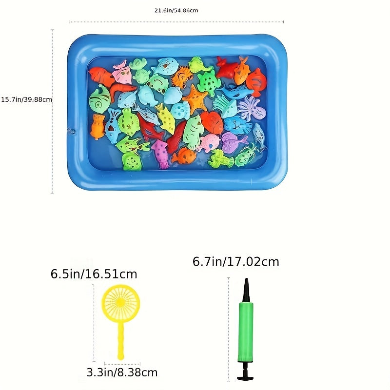 30pcs Kids Fishing Toy Set Inflatable Pool Magnetic Puzzle Water Fun
