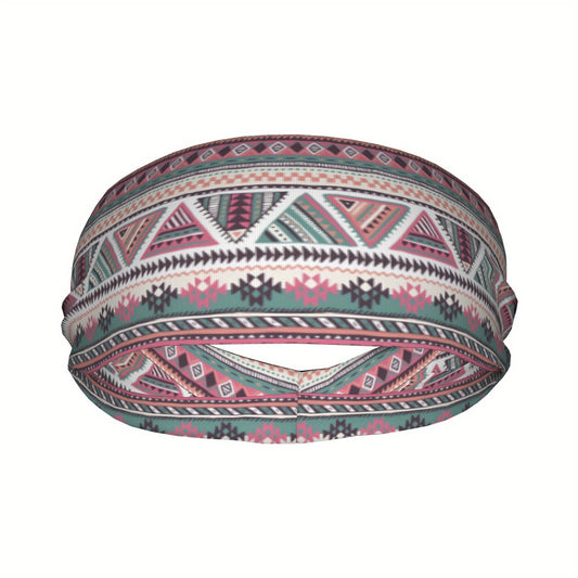 Bohemian Pink Sports Headband Sweat Wicking Stretchy Breathable Polyester