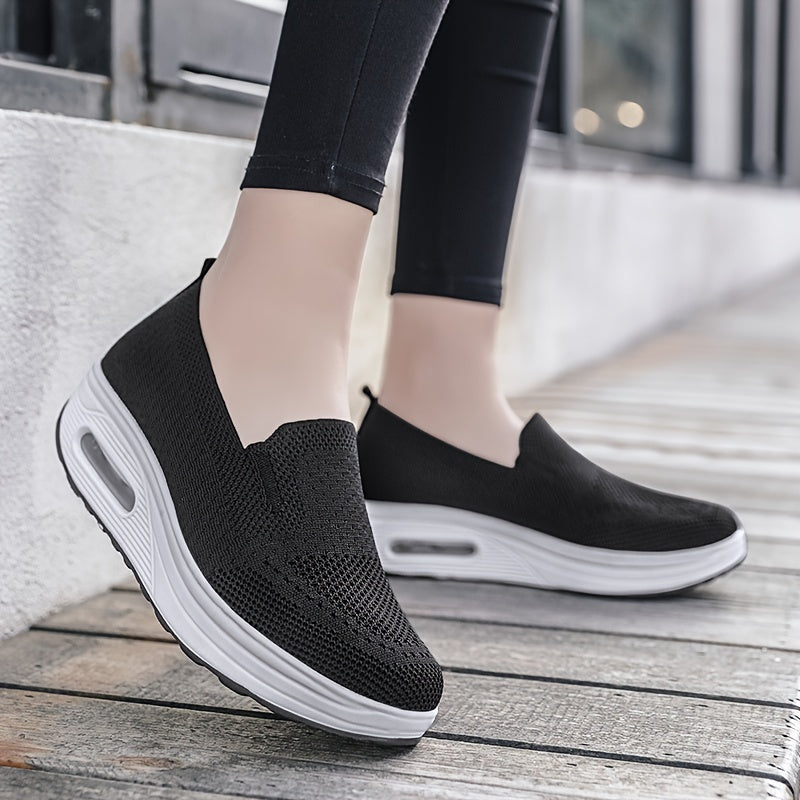 Women's Knit Sports Sneakers Thick Sole Air Cushion Running Shoes