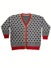 Women's Plus Geometric Print Button Up Cardigan
