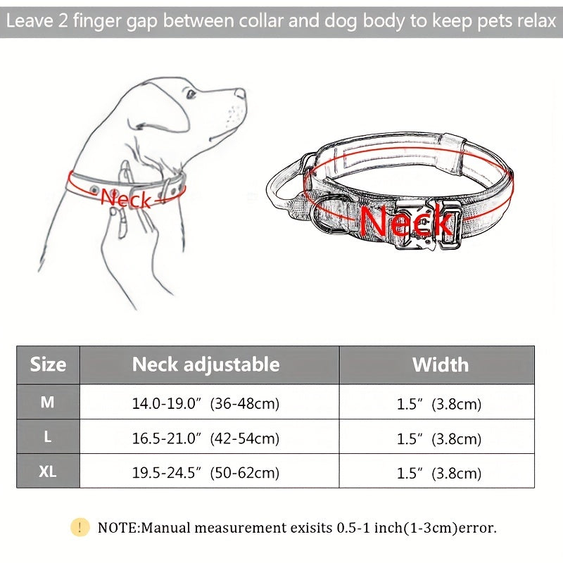 Nylon Tactical Dog Training Collar for Large & Medium Dogs