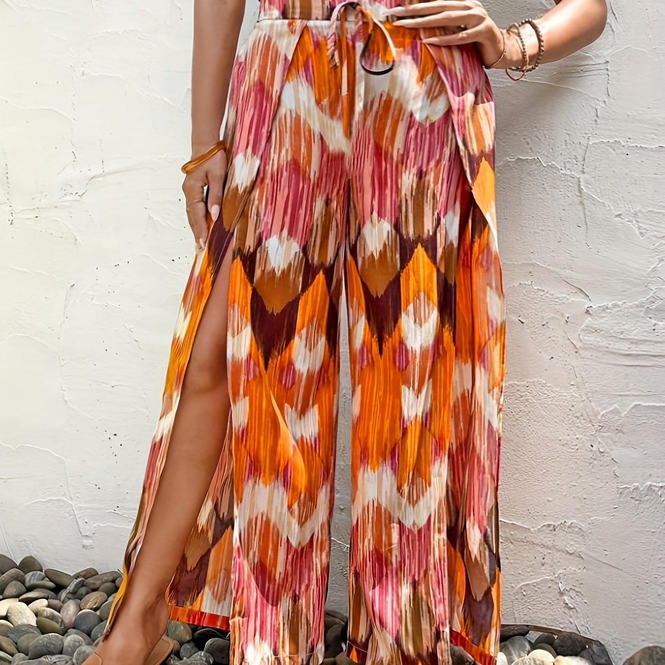  Boho Tie Dye Wide Leg Pants