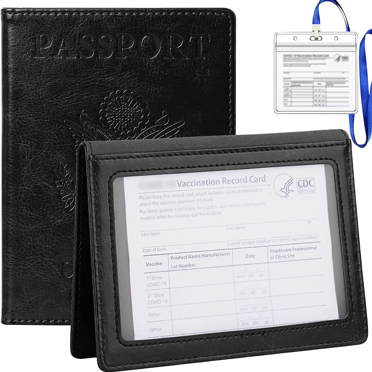 Leather Passport Cover Protector Unisex Holder Travel Bag Combo