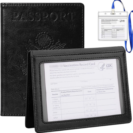Leather Passport Cover Protector Unisex Holder Travel Bag Combo