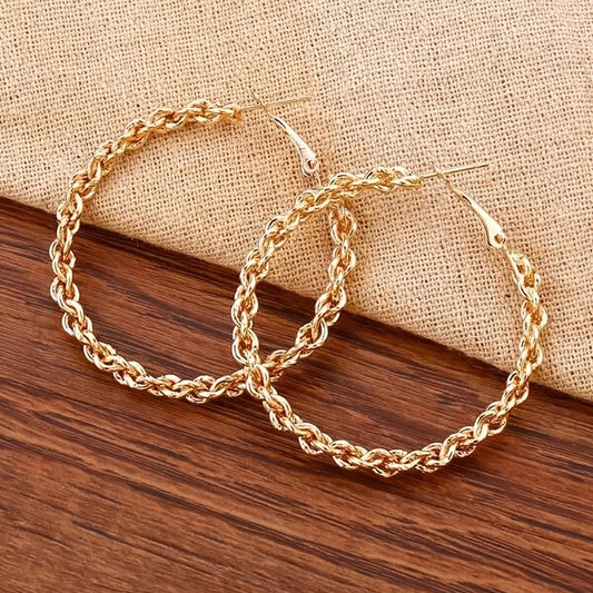 Chunky Chain Hoop Earrings 18K Plated Alloy Ear Jewelry Decorations