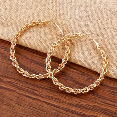 Chunky Chain Hoop Earrings 18K Plated Alloy Ear Jewelry Decorations