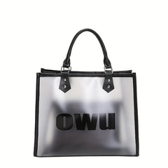 Transparent Letter Print Tote Bag Large Capacity PVC Handbag