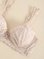 Floral Lace Unlined Bra Romantic Hollow Out Stretch Bra Women's Lingerie