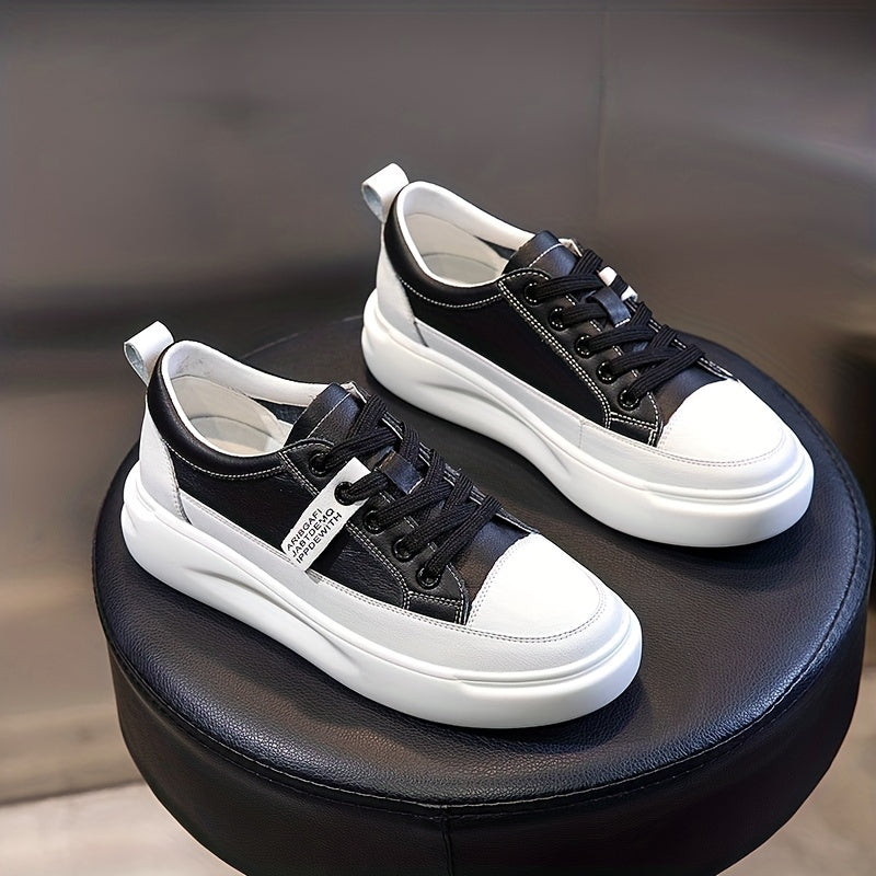 Women's Faux Leather Board Shoes Thick Bottom Sports Shoes