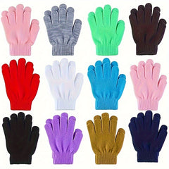 2 Pairs Kids Winter Warm Knitted Gloves - Boys/Girls