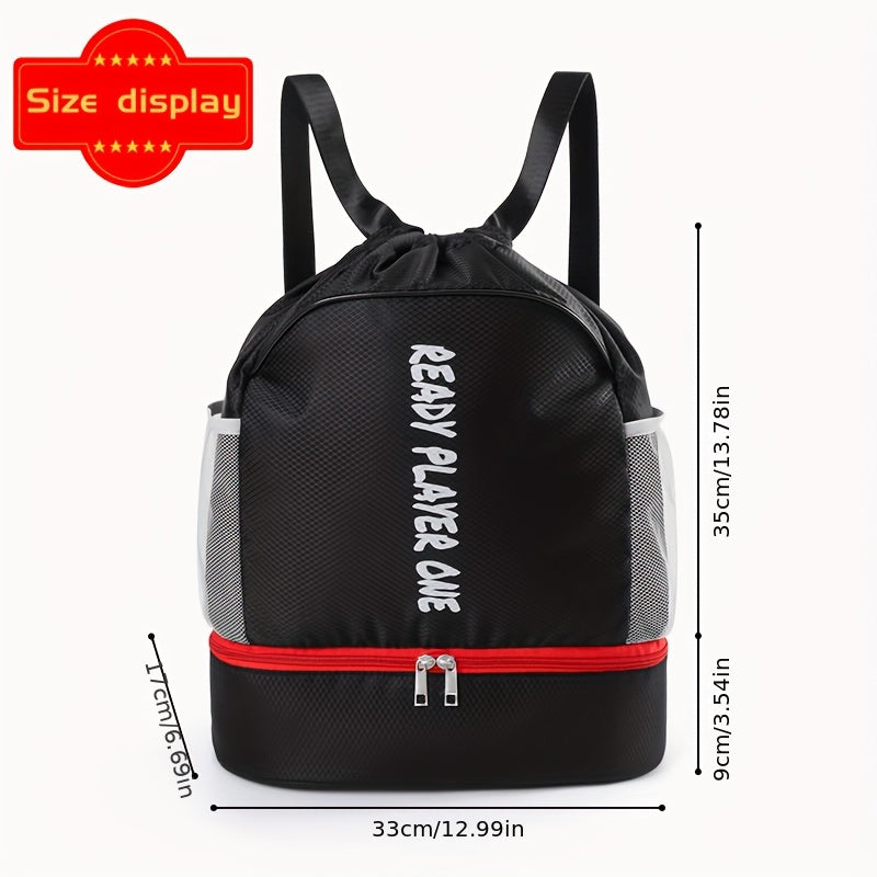 Basketball Storage Bag Drawstring Backpack with Shoe Compartment