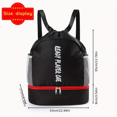 Basketball Storage Bag Drawstring Backpack with Shoe Compartment