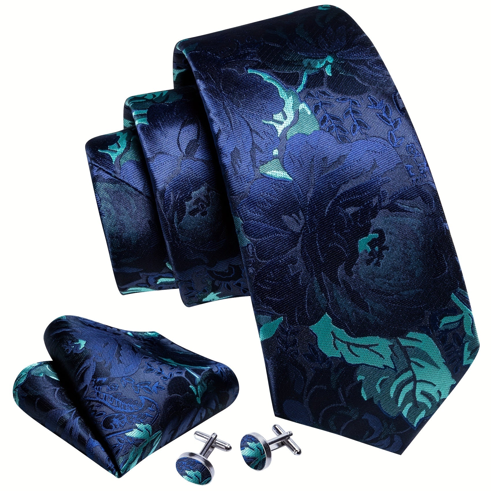 Barry Wang Men's Tie Floral Jacquard Set