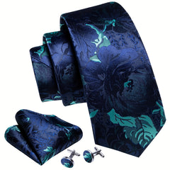 Barry Wang Men's Tie Floral Jacquard Set