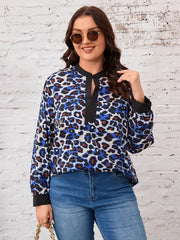  Leopard Print Lantern Sleeve Top