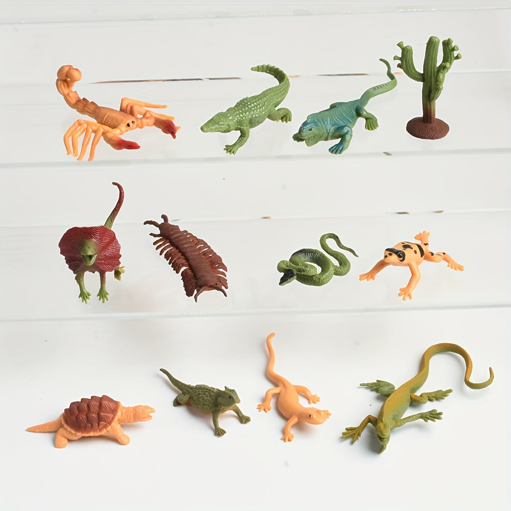 12pcs Realistic Insect Models PVC Figures 6 Variations Beige Brown Orange Green