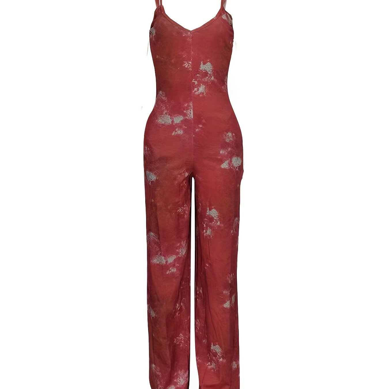 Tie Dye V-Neck Cami Jumpsuit Casual Sleeveless Jumpsuit