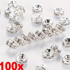 100pcs Crystal Spacer Beads Rhinestone Beads Round Rondelle Spacer Beads