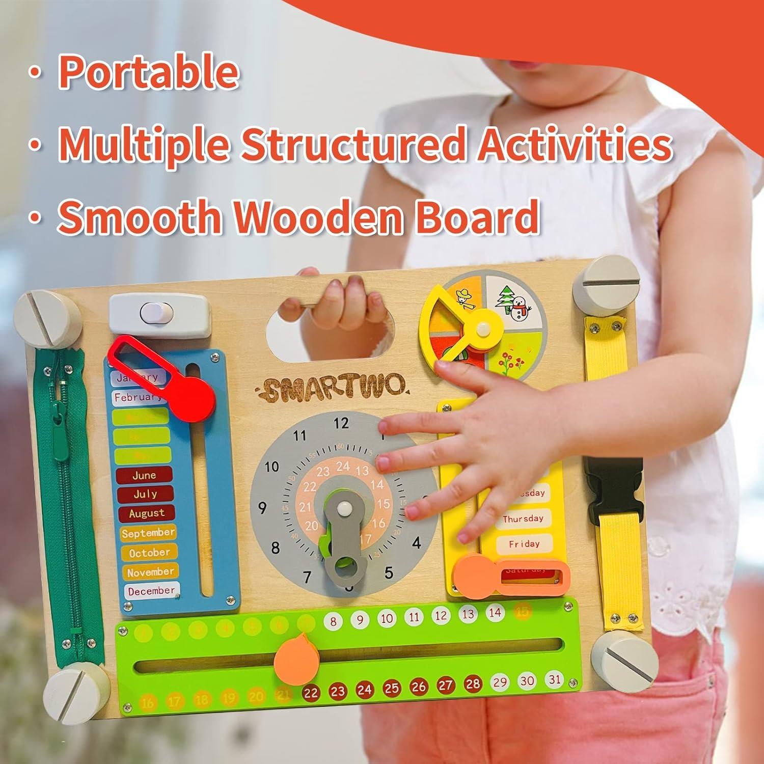 Large Wooden Busy Board for Toddlers 3 Years Old Busy Activity Board