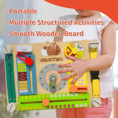 Large Wooden Busy Board for Toddlers 3 Years Old Busy Activity Board