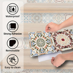Bohemian Printed Staircase Stickers - Waterproof Home Decor Wallpa