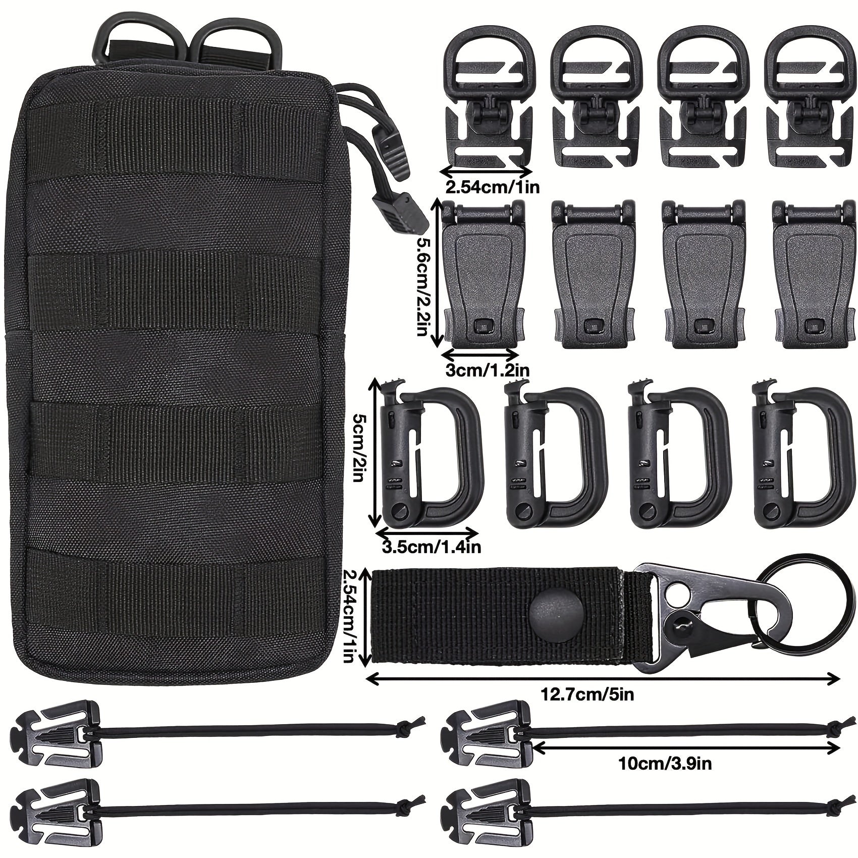 18pcs MOLLE Webbing Accessories Carabiner With Storage Bag