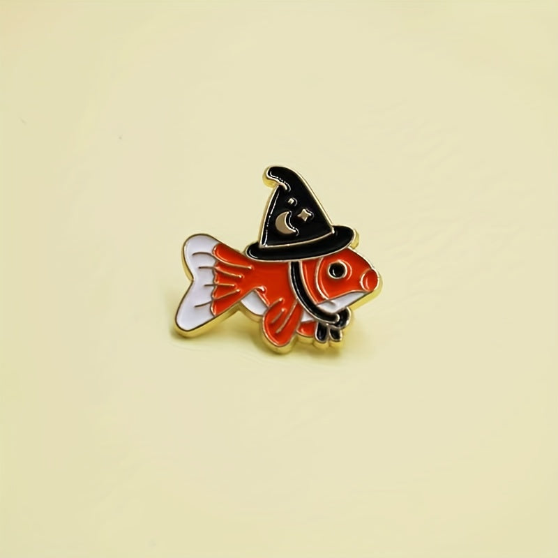 Little Fish Wearing Pointed Hat Goldfish Brooch Birthday Christmas Gift