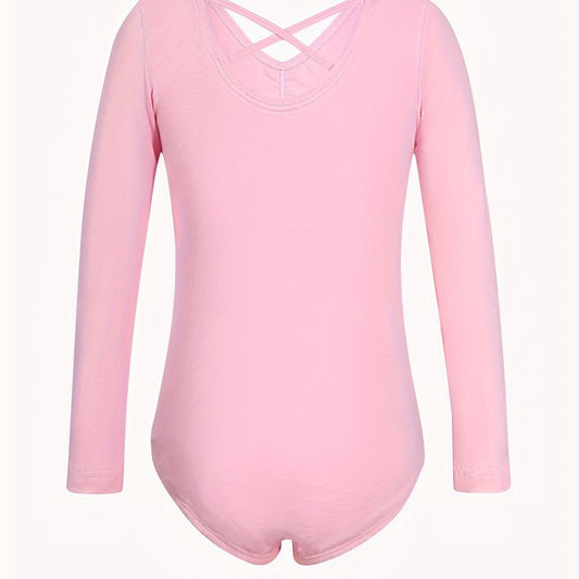 Girls 95 Cotton Solid Long Sleeve Ballet Leotard Comfy Dance Suit