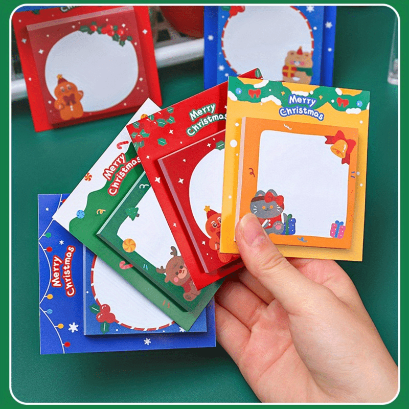 4pcs Cartoon Christmas Sticky Notes - Creative Message Sticky Notes