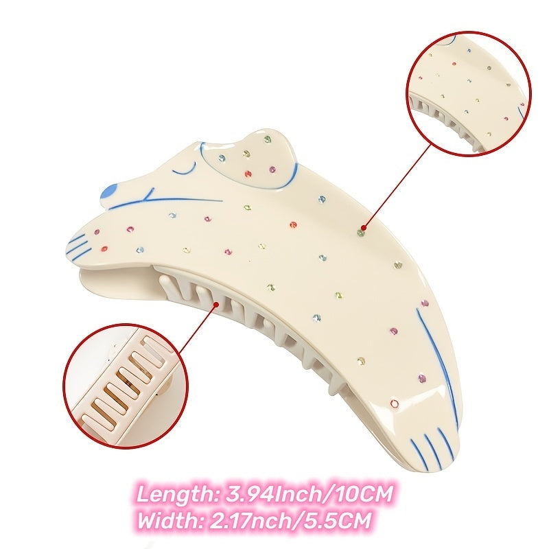 Cartoon Dog Animal Hair Clip with Rhinestones