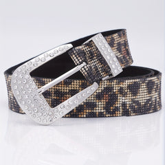 Vintage Rhinestone Leopard Belt Hip Hop Jeans Pants Belt Y2K Pin Buckle Belts