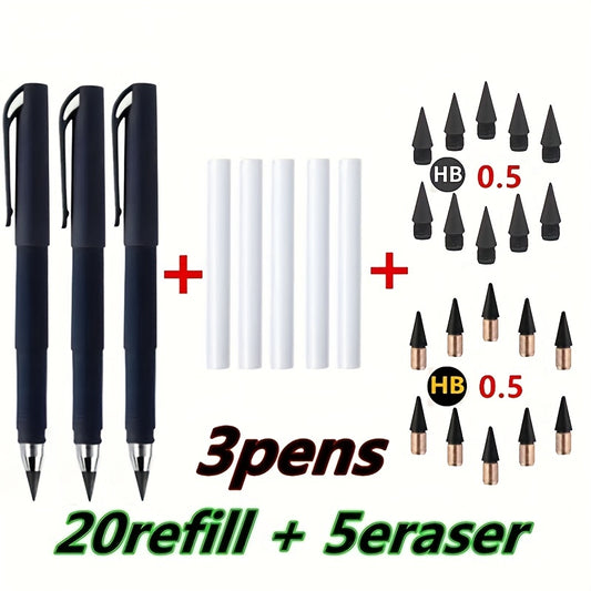 28pcs Infinite Writing & Drawing Exam Eternal Pencil Set w/ Refill & Eraser
