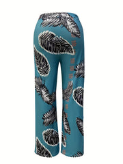  Tropical Print Wide Leg Trousers