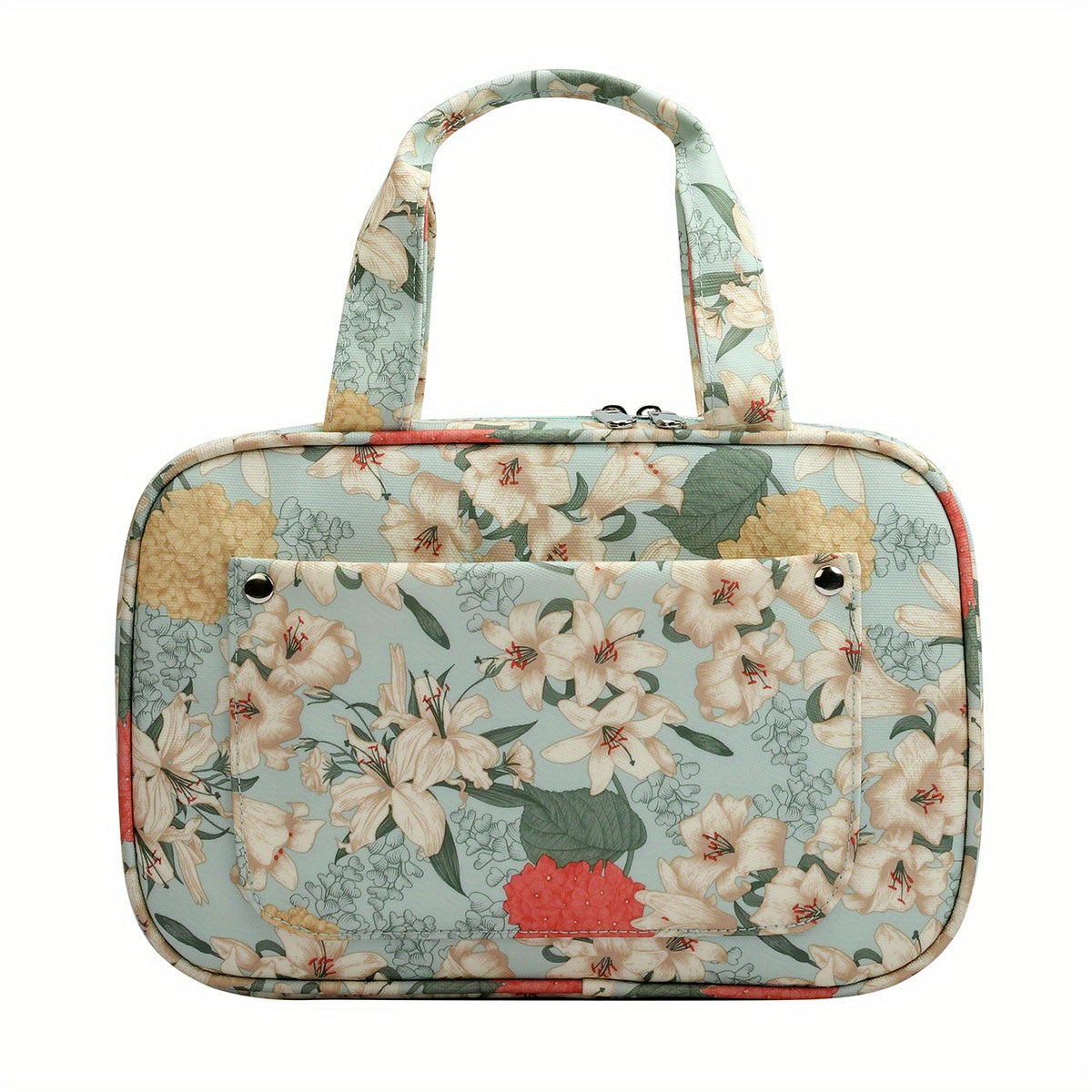 Green Lily Pattern Crochet Storage Bag - Knitting Tote