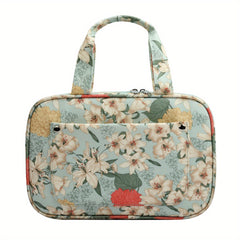 Green Lily Pattern Crochet Storage Bag - Knitting Tote