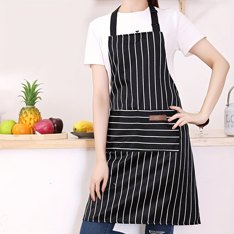 Adjustable Bib Apron With 2 Pockets For Chef Cooking