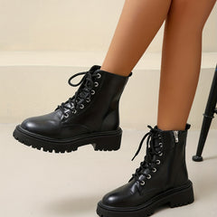 Women's Combat Boots Lace Up & Side Zipper Ankle Boots
