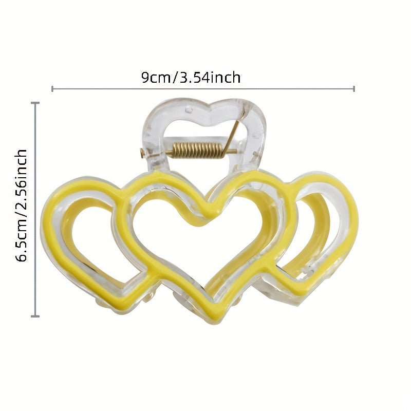 8 Heart Hair Claw Grip Clear Frame Banana Clip Hair Styling Accessory