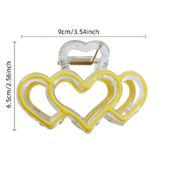 8 Heart Hair Claw Grip Clear Frame Banana Clip Hair Styling Accessory