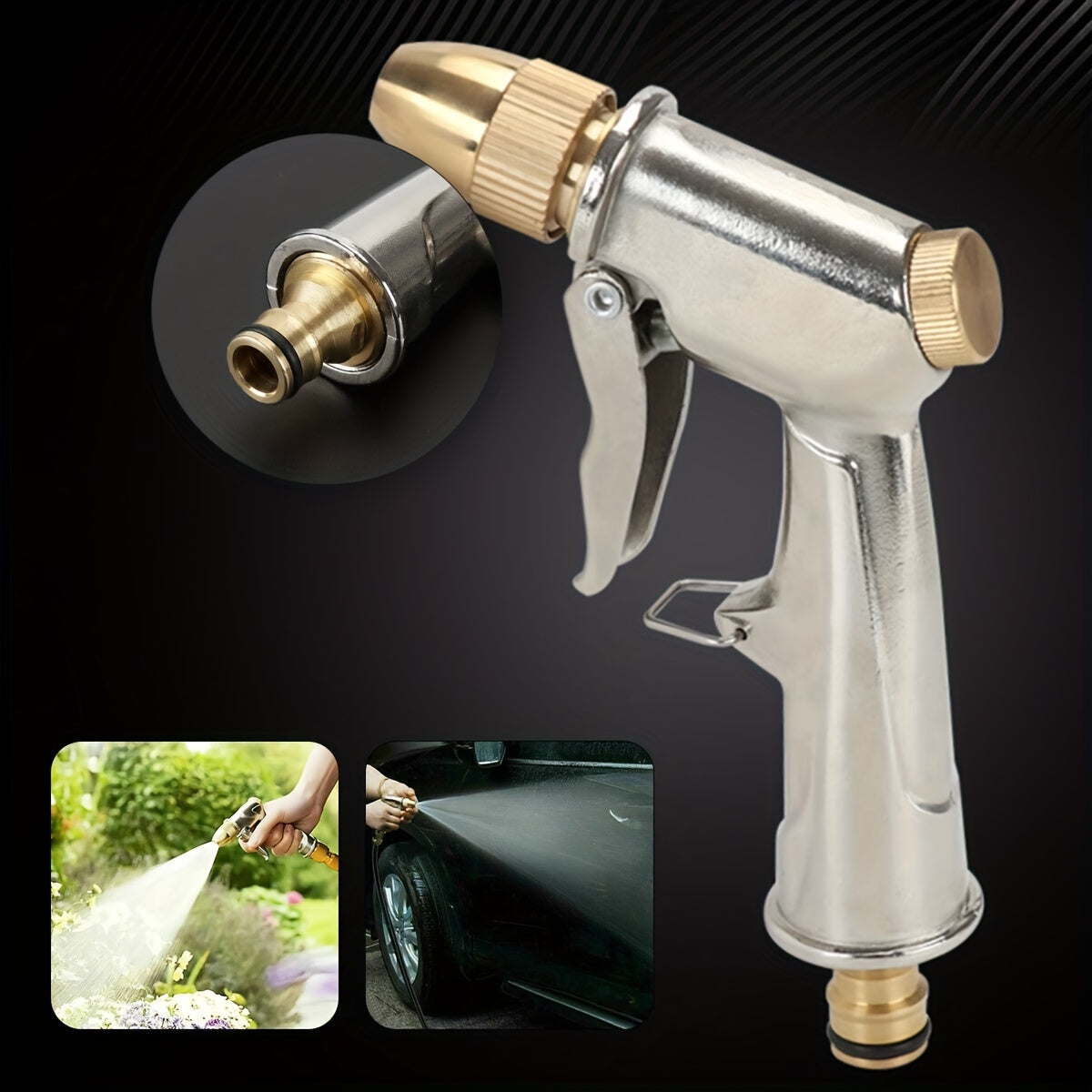 High Pressure Water Spray Gun Metal Brass Nozzle Car Garden Lawn Wash Hose Pipes