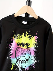 Boy's GAME START 2pc Sweatshirt & Sweatpants Set Paint Splash Gamepad