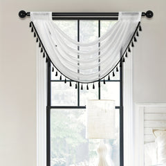 Sheer Wave Curtain Valance w/ Tassels 30x24