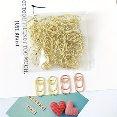 30pcs Mini Heart Paper Clips Colorful Metal Clips Twisted Needles Golden Clips
