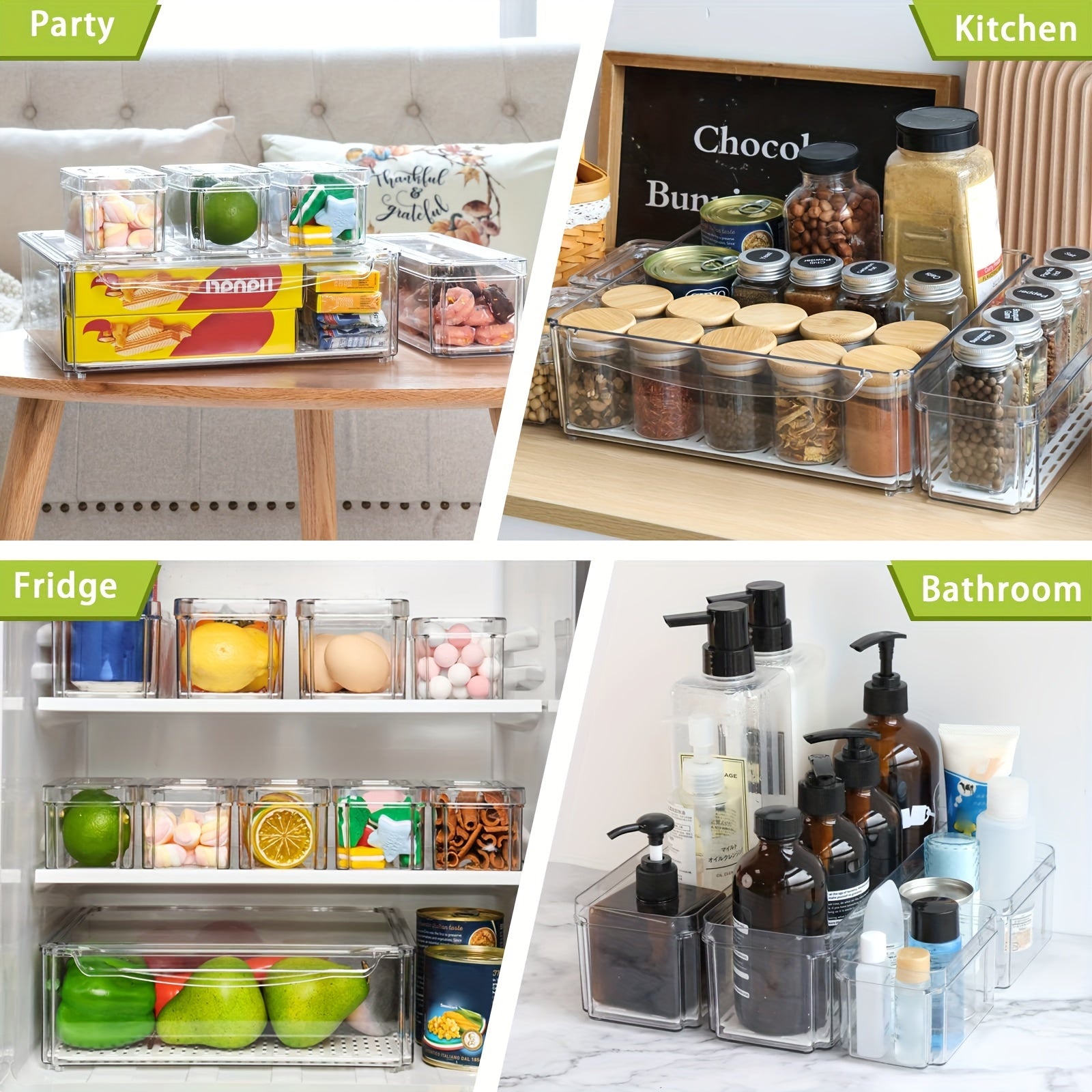 10pcs Clear Plastic Refrigerator Storage Tray with Lid
