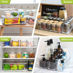 10pcs Clear Plastic Refrigerator Storage Tray with Lid