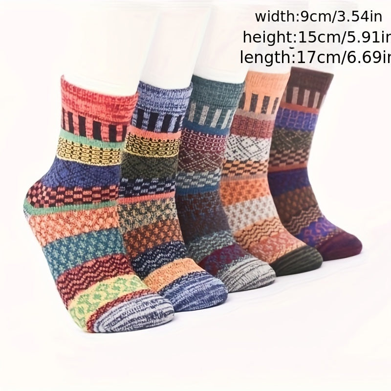 5 Pairs Winter Warm Socks Casual Knit Socks Outdoor Socks Thick Warm Socks