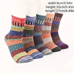 5 Pairs Winter Warm Socks Casual Knit Socks Outdoor Socks Thick Warm Socks