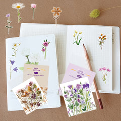 40pcs Floral Stickers Pack Waterproof Transparent PET for Bullet Journal DIY